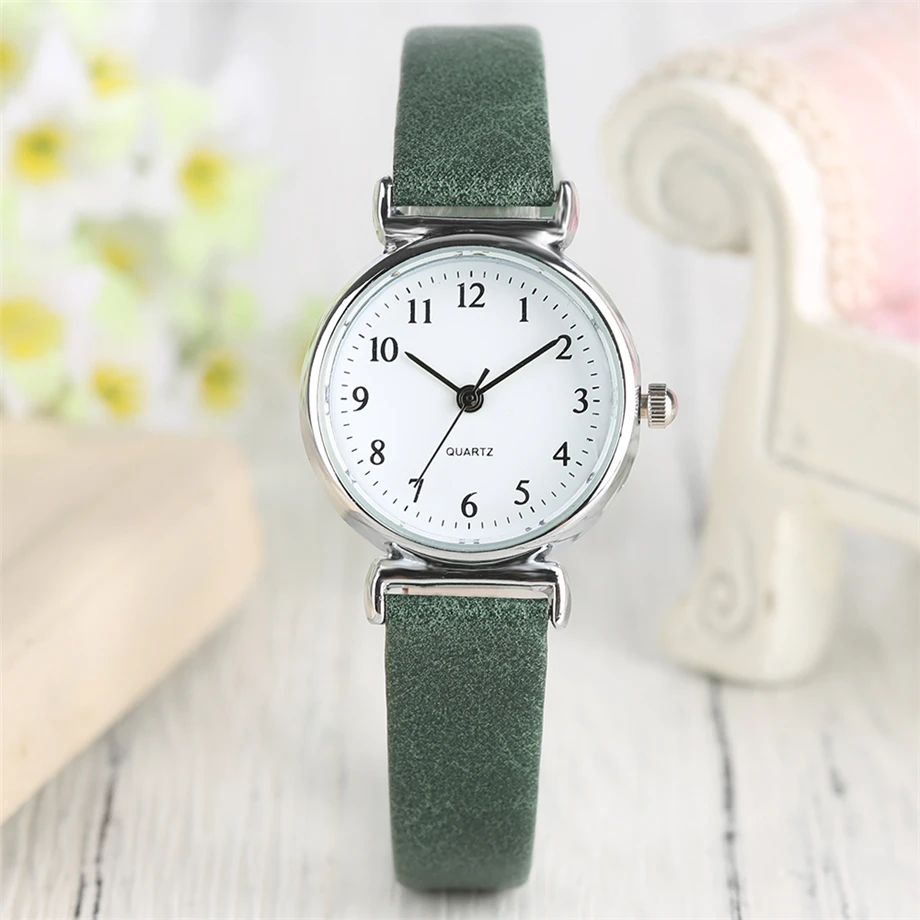 

Casual Dress Ladies Wrist Watch Quartz Women Girl Simple Wrist Watch Black/Green/Brown/Red Slim Leather Elegant Clock Gift