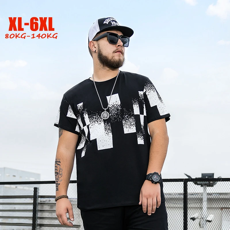 2019 Новая модная футболка мужская большая и высокая хип хоп Мужская XL 4XL 5XL 6XL Плюс