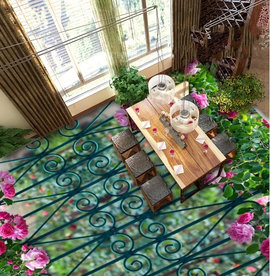 

[Self-Adhesive] 3D Iron Fence Flower 8 Non-slip Waterproof Photo Self-Adhesive Floor Mural Sticker WallPaper Murals Wall Print