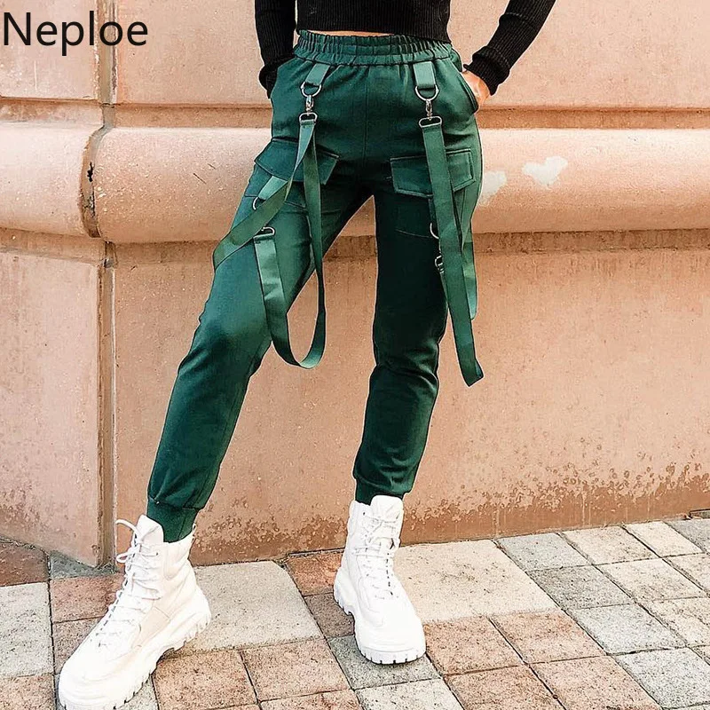 Женские брюки на лямках Neploes BF Style повседневные облегающие длиной до щиколотки с