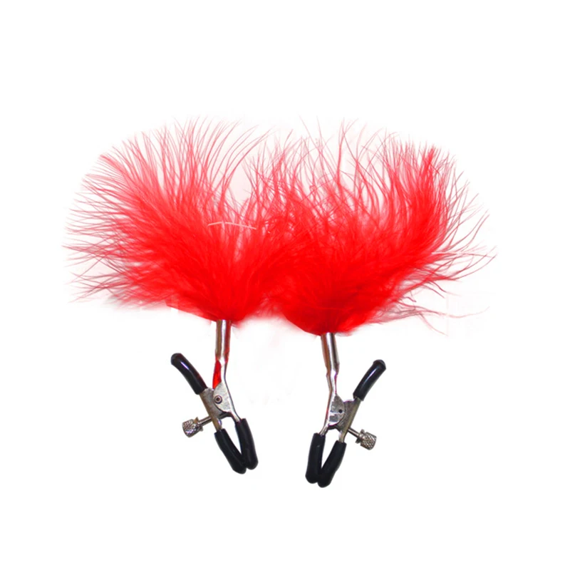 1 пара зажимов для сосков с перьями Сексуальные Металлические зажимы груди