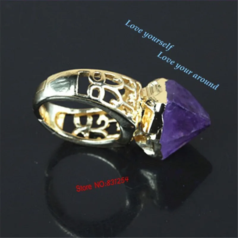 Женское кольцо с кристаллами Druzy Geode Золотое натуральным камнем 1 шт.|crystal ring|natural