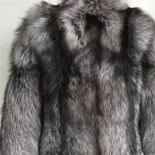 Natural silver Новая мода натуральный мех пальто для женщин зимние короткие Роскошные лисы женское меховое пальто с капюшоном Серебряная Лисичка Меховая куртка верхняя одежда - Цвет: Natural silver