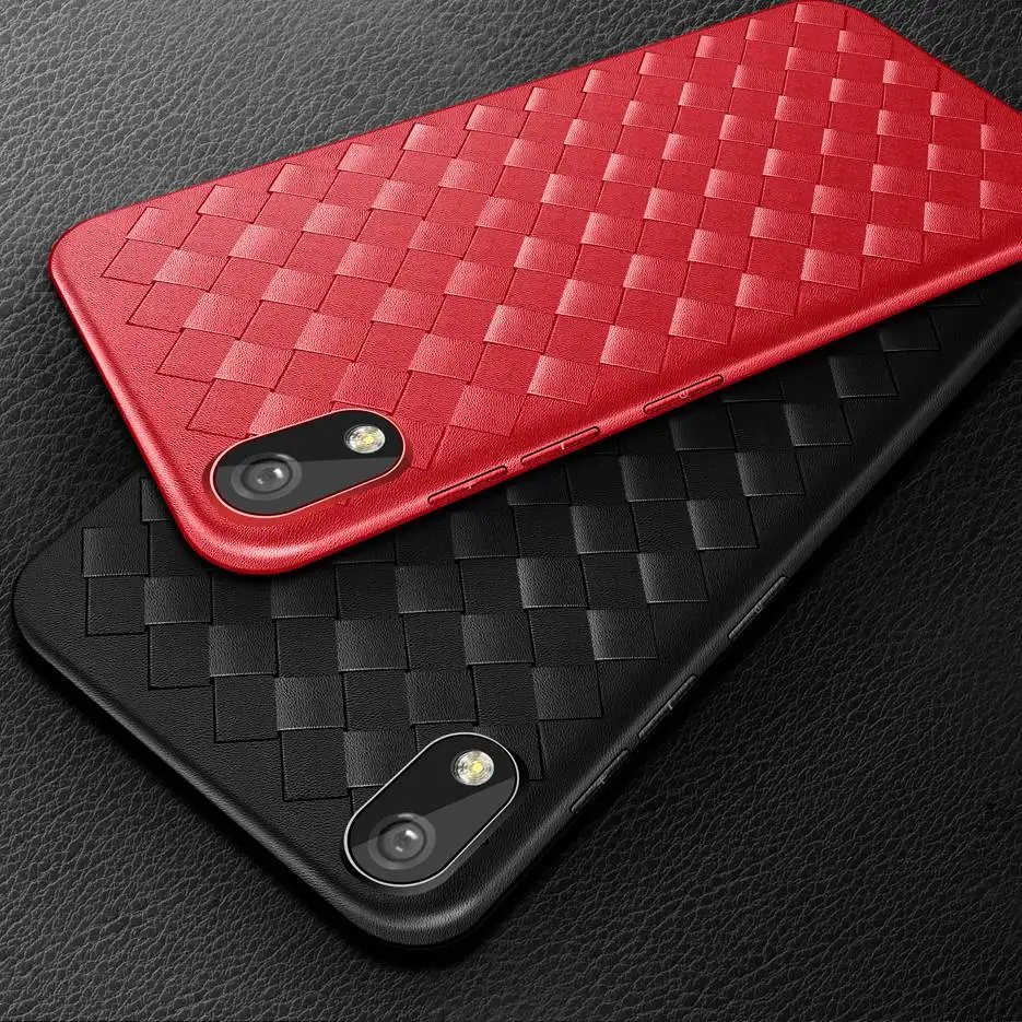 

Woven Pattern phone case for huawei y5 y6 y7 y3 2017 2018 wine red soft silicone back cover cases For Huawei Y 3 5 6 7 Prime Y5