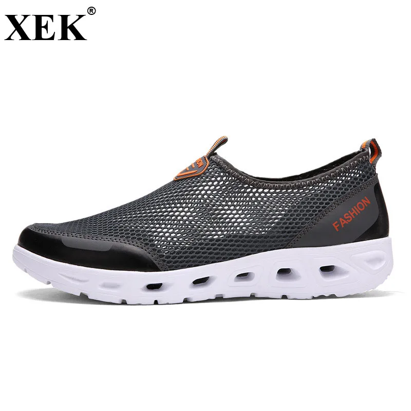 XEK 2018 Fashion Casual Flats Breathable Mesh Shoes Summer Beach Aqua for Men Walking Sport Sneakers Zapatos JH173 | Обувь