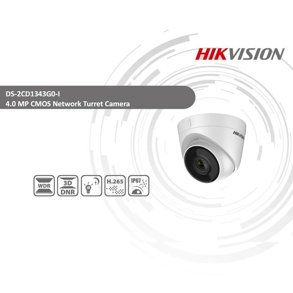 Hikvision DS 2CD1343G0 I POE камера видеонаблюдения 4MP IR Сетевая купольная 30M IP67 H.265 + 3D