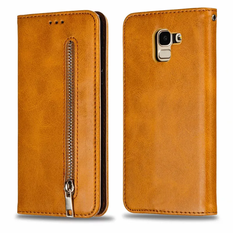 Бумажник с застежкой-молнией кожаный чехол для samsung Galaxy J8 J6 J4 Plus A6 A7 A8 J3 J5 J7 Note 9 8 чехол-книжка на магните чехол для телефона чехол
