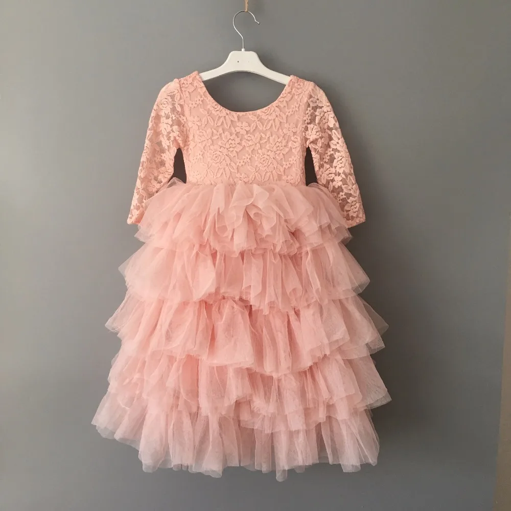 Children girls lace maxi dress kids long cake tutu princess with sashes toddler birthday party vestido | Детская одежда и обувь
