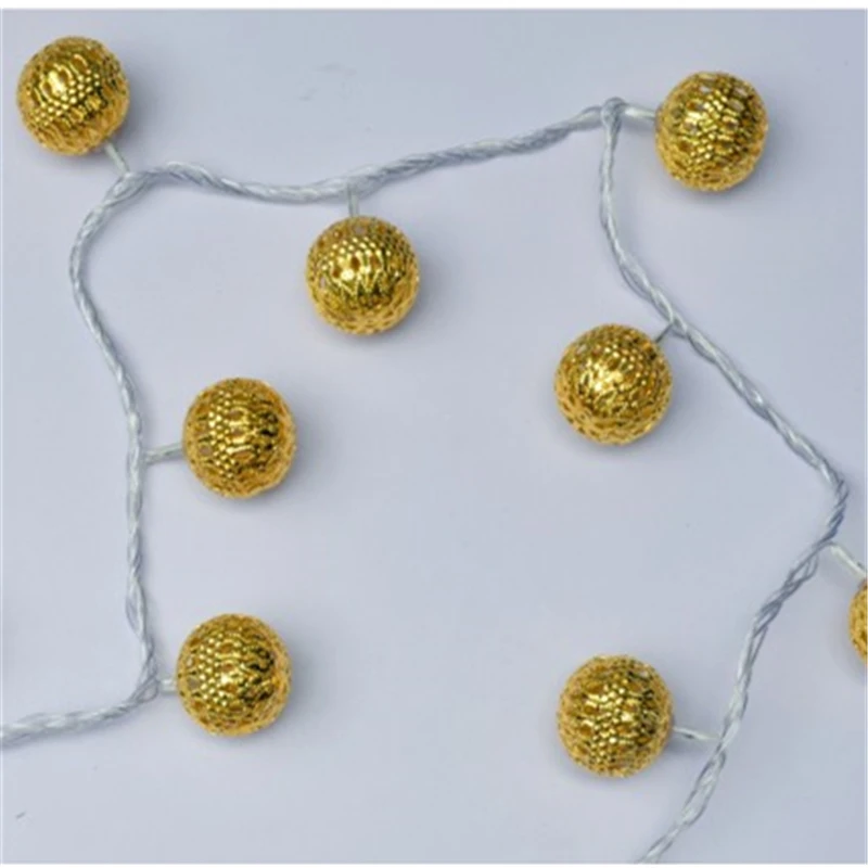 10 м строка светильник в дырочку Железный золотой шар штепсельная вилка