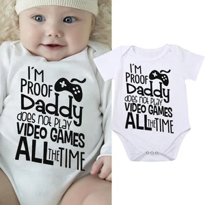 Детский комбинезон DERMSPE для новорожденных, с коротким рукавом, с надписью, с консолью, наряды, летняя белая одежда для малышей