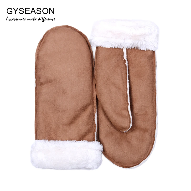 

Winter Warm Gloves Female Mitten For Women 2017 New Arrival Hot Soft Touch Fluffy Thicken Brown Mittens Gloves Guantes For Girls