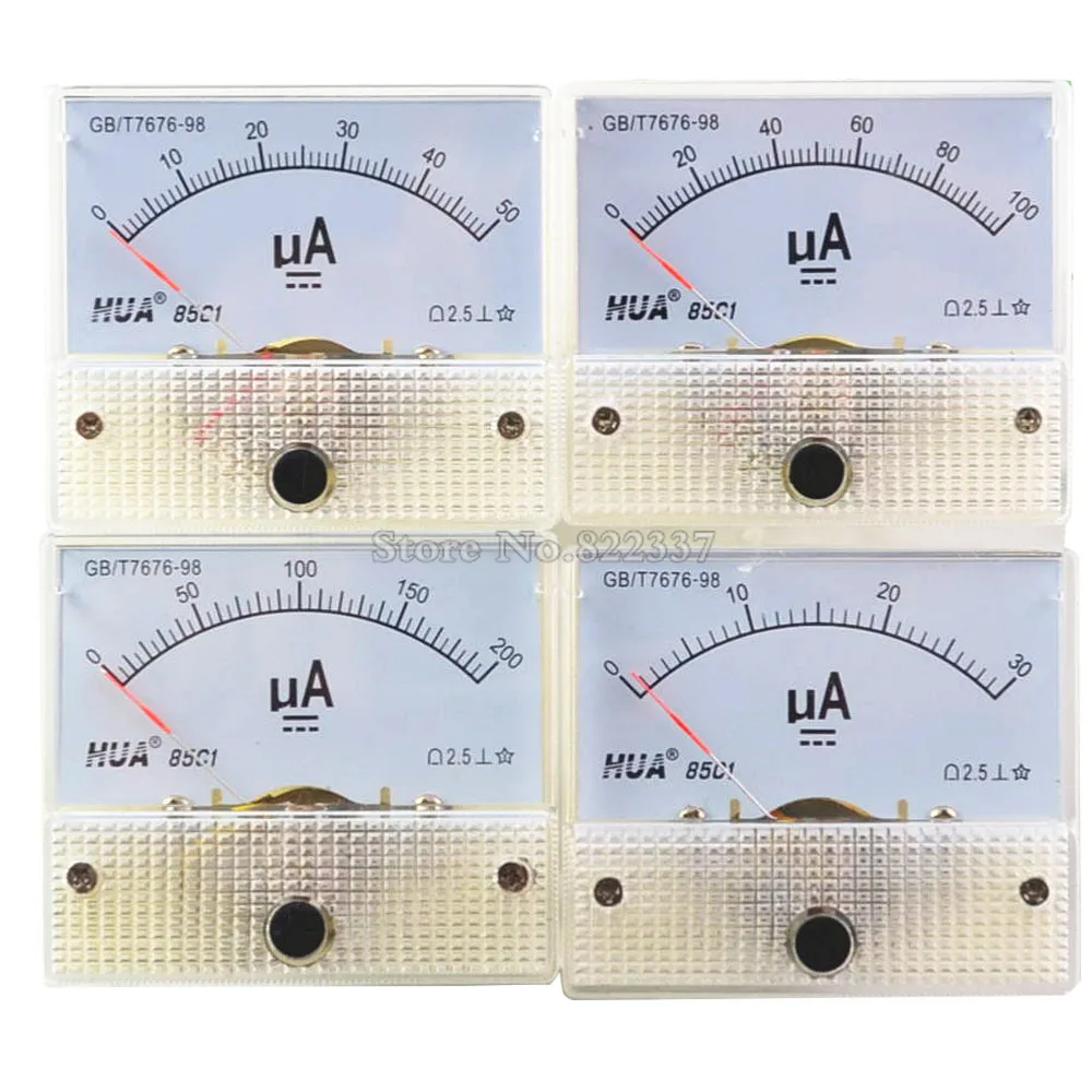 DC 85C1-UA аналоговая панель измерителя тока 50UA 100UA 200UA 500UA