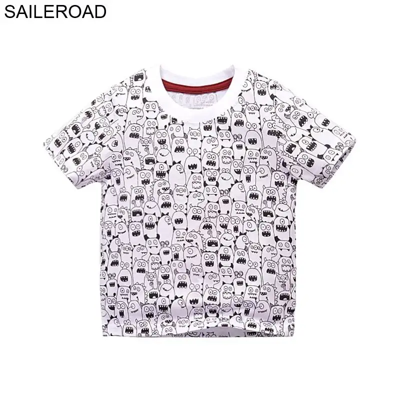 SAILEROAD/Летняя футболка для маленьких мальчиков 1-7 лет, Детская короткая одежда для мальчиков и девочек, хлопок, костюм с рисунком для маленьких детей