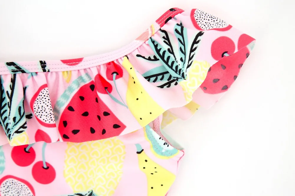 Girls Swimwear 9M-6Years Kids Beach Wear Lovely Fruits Print Baby Swimming Suits Bikini Ruffle Infantil Childs Bathing Suit