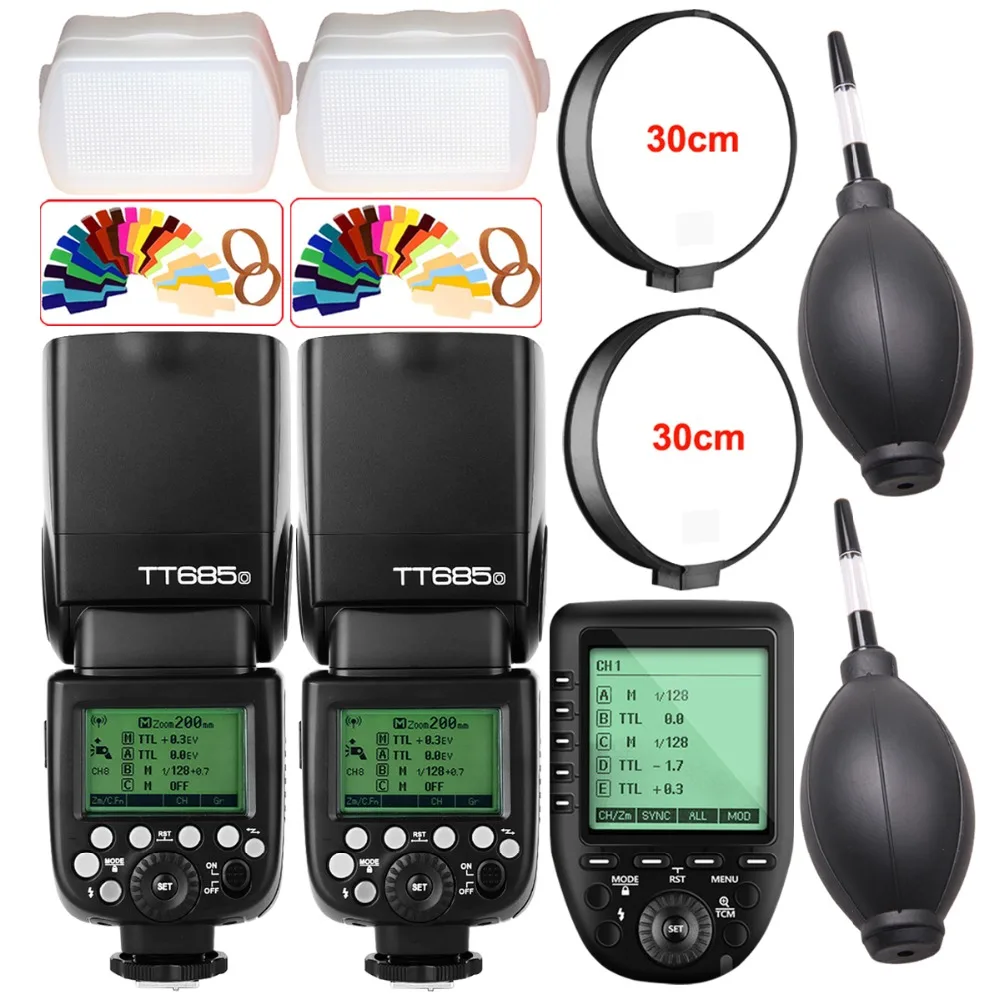 2X Godox TT685 TT685O 2 4G беспроводная вспышка для камеры HSS 1/8000s i TTL Speedlite + XPro O триггер Panasonic