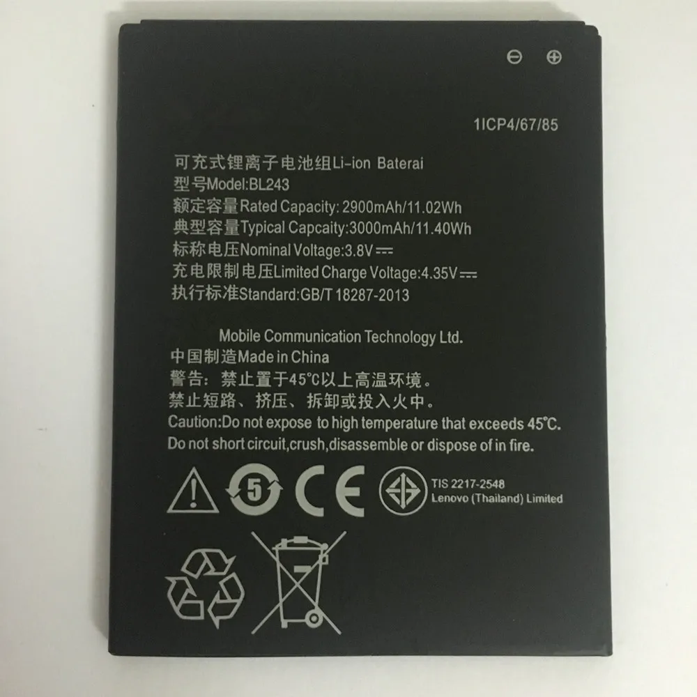 100% Оригинальный запасной аккумулятор 2900mAh BL243 для мобильного телефона lenovo K3 Note K50