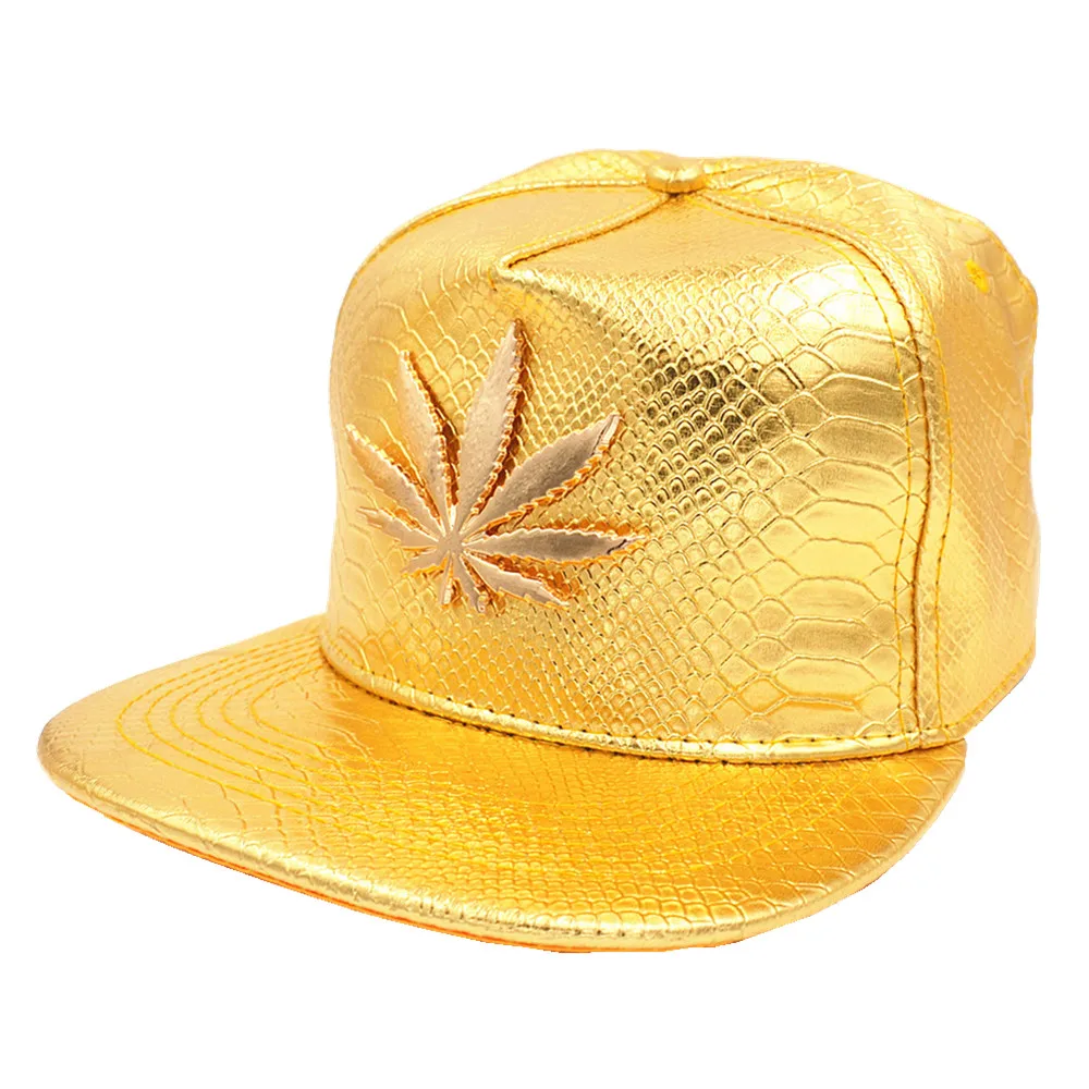 

Europe Maple Leaf Summer PU Leather Caps For Men Women Flat Hip Hop Snapback Caps Travel Hats
