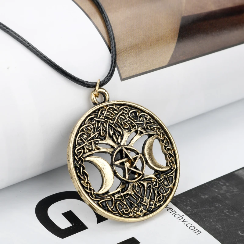 Винтажная луна кулон богини для женщин мужчин Wicca пентаграмма Magic