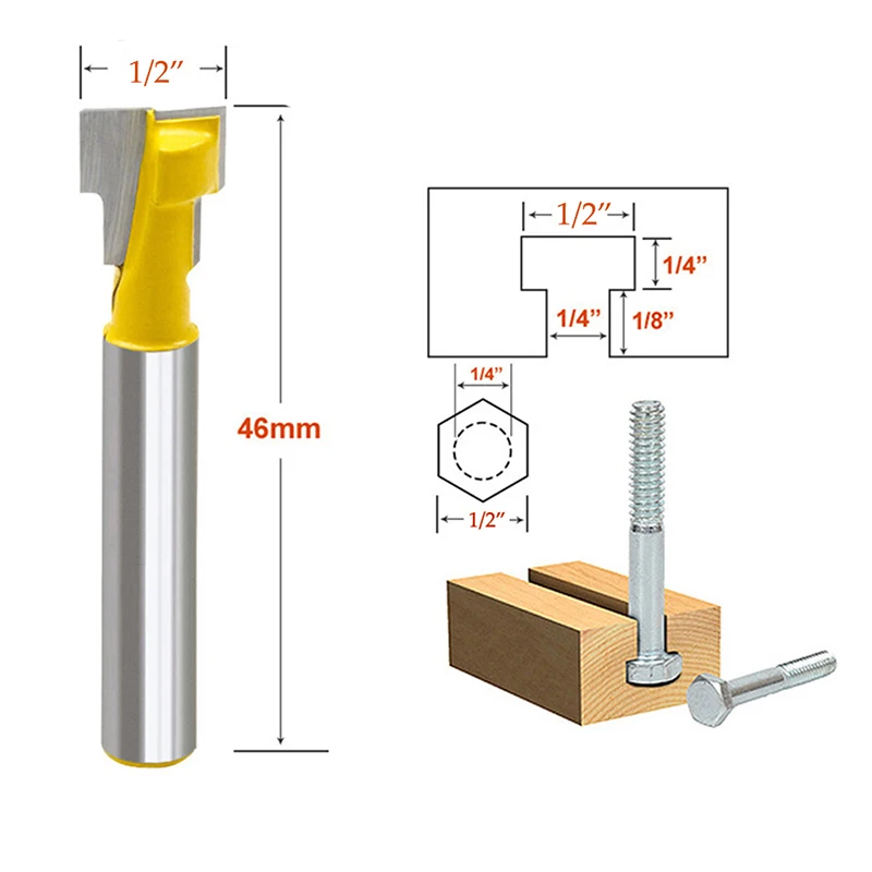 1/2 ''Т образный резак стальная ручка фрезерный станок бит 1/4'' хвостовик для
