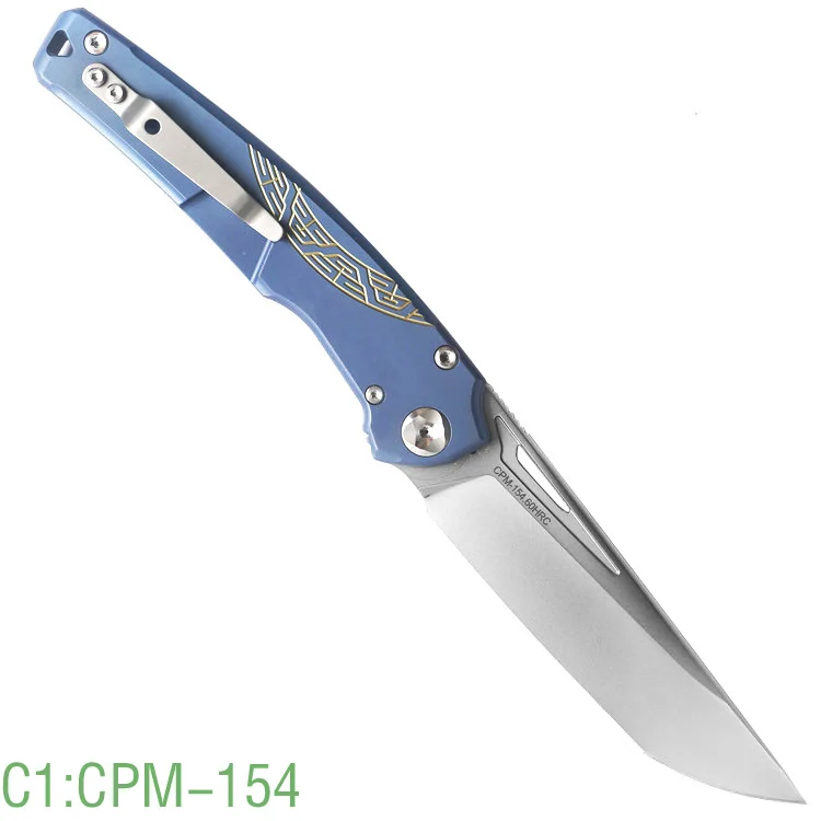 C1 FATDRAGON SEIGNEUR CPM-154/s35vn лезвие шарикоподшипник титановая ручка Флип складной Кемпинг Охота Карманный TC4 Фруктовый Нож EDC инструмент - Цвет: C1