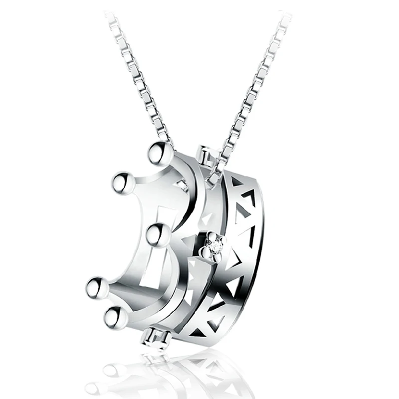 Женская цепочка с кулоном в виде короны из серебра 925 пробы фианитами|pendant
