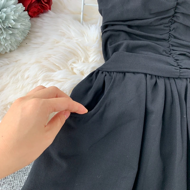 Women New Sexy Breast-wiping Pure Sleeveless Casual Dress Party Night Elegant Vestidos H288
