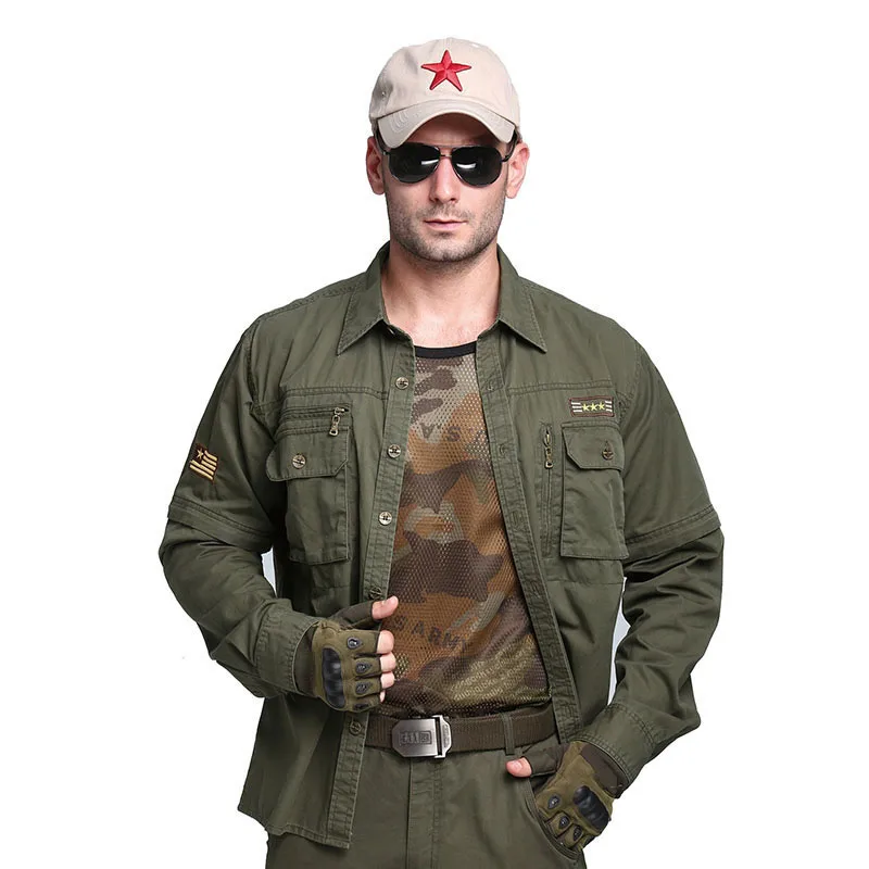 Военные тактические рубашки с длинными рукавами дышащие мужские из 100% хлопка для