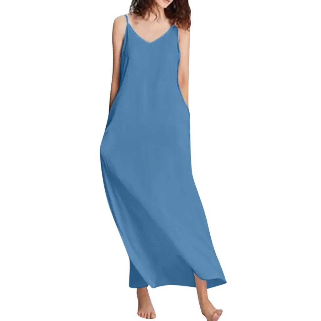 Однотонное Короткое женское сексуальное платье макси из хлопка и льна летнее