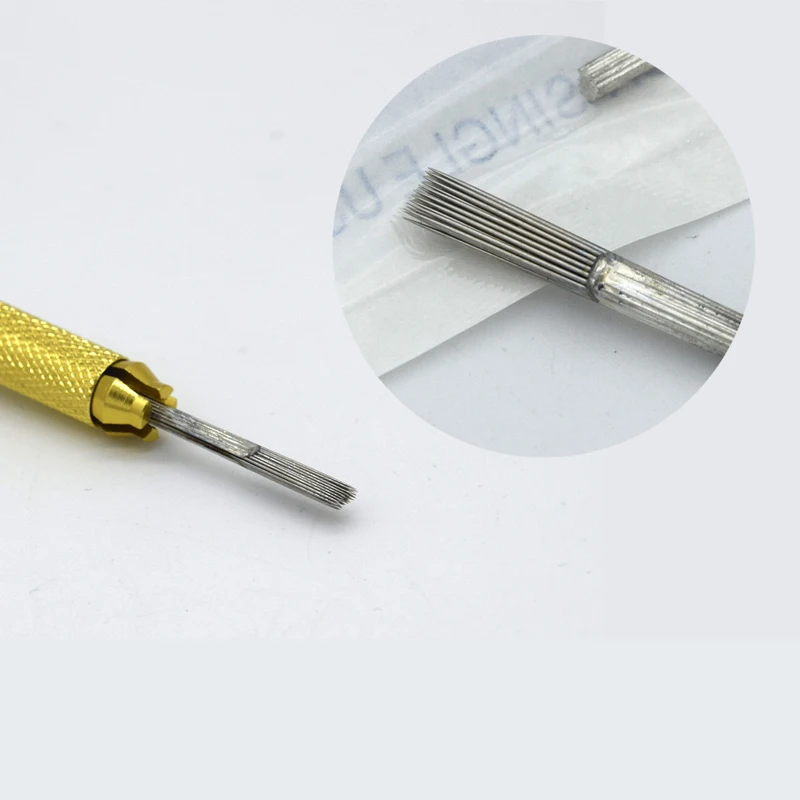 

10pcs 40 Pin Microblading Needles Fog Eyeborw Semi Permanent Makeup Blade Shading Round Fog Eyebrow Tattoo Needle for manual pen