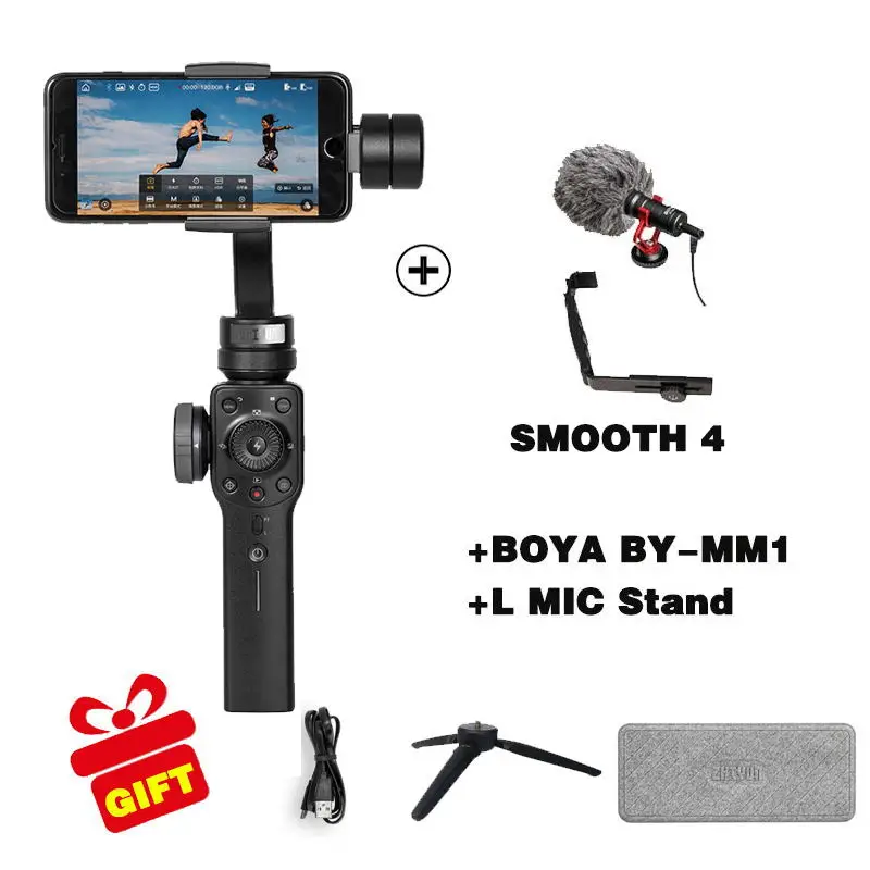 Option 4 Zhiyun SMOOTH 4 3-осевой Карманный стабилизатор для смартфона экшн-камеры телефона Портативный iPhone Q Gopro Hero sjcam - Цвет: Option 4