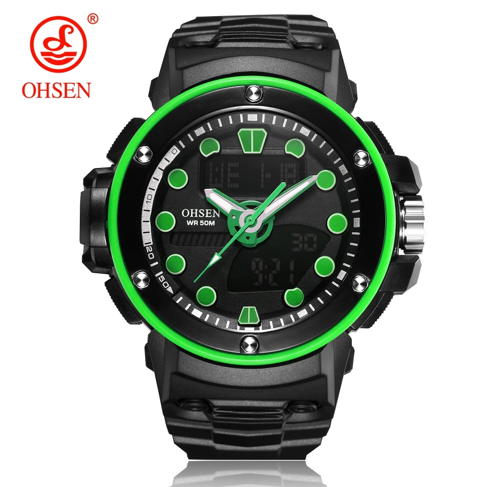 Лидирующий бренд OHSEN модные кварцевые цифровые часы для мужчин LED Будильник