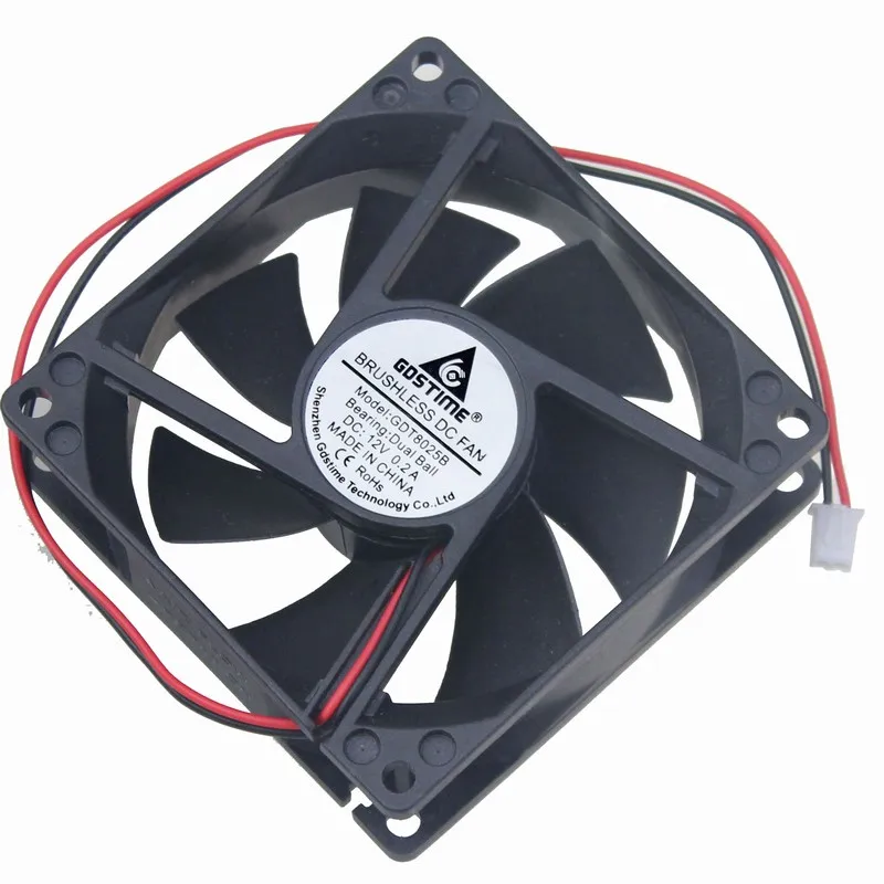 

10 Pieces Gdstime 8cm 12V 80mmx80mmx25mm Dual Ball DC Computer Case Cooling Fan 80mm x 25mm 8025 2Pin 0.2A