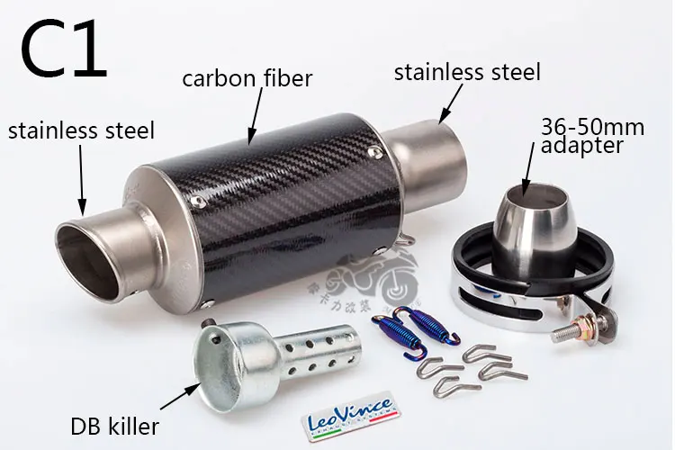 C1 muffler pipe Модифицированная leovince выхлопная мото rcycle выхлопная труба CBR YZF GY6 скутер 250cc мото rbike 51 мм Глушитель tubo escape moto аксессуары - Цвет: C1 muffler pipe