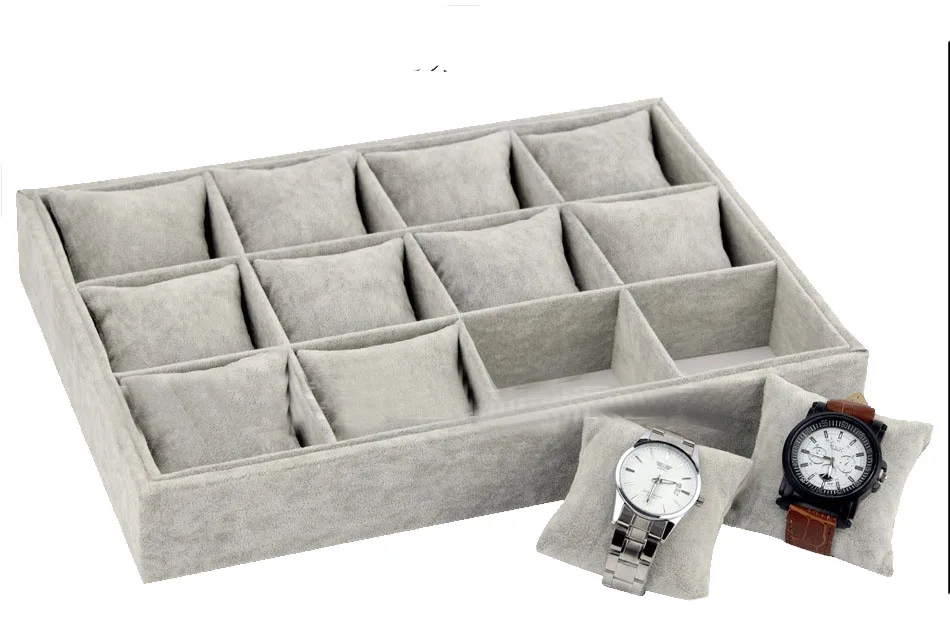 

12 Grids/Slots Jewelry Watch Display Set Home/Store Use Collect Watches Display Velvet Pillow China Watch Accessories Wholesale