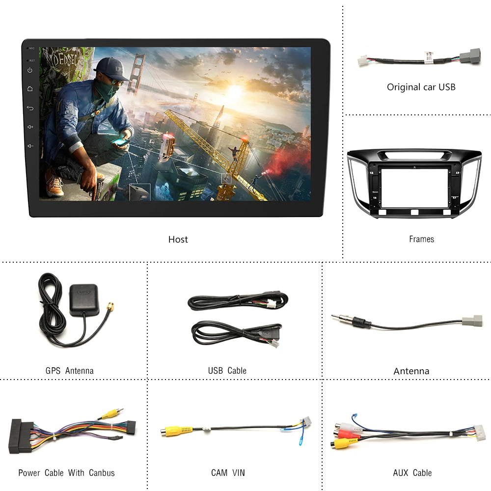 Podofo 10 &quot2 din Android автомобильный мультимедийный плеер для hyundai Creta 2014 18 радио