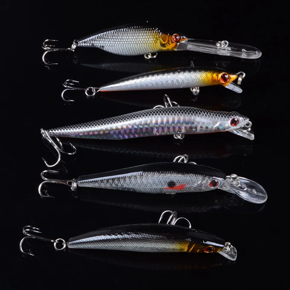 5 смешанные рыболовные приманки Minnow воблеры на окуня Baits из высокоуглеродистой