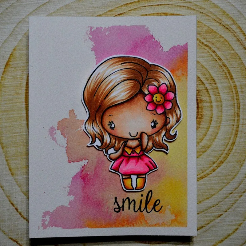 Smile Girl Цветок Прозрачный штамп прозрачные штампы для DIY Скрапбукинг Фотоальбом