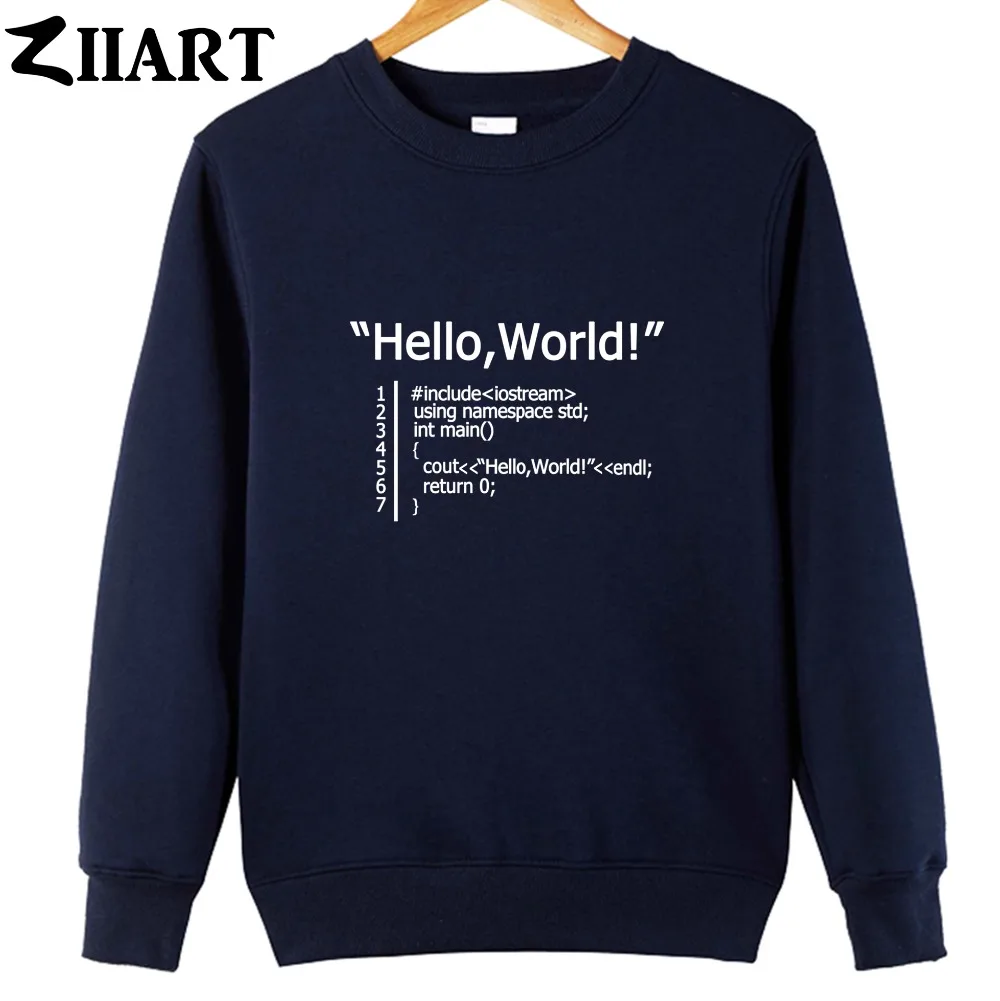 Мужская хлопковая флисовая Толстовка hello world C ++ с надписью With namespace std | одежда