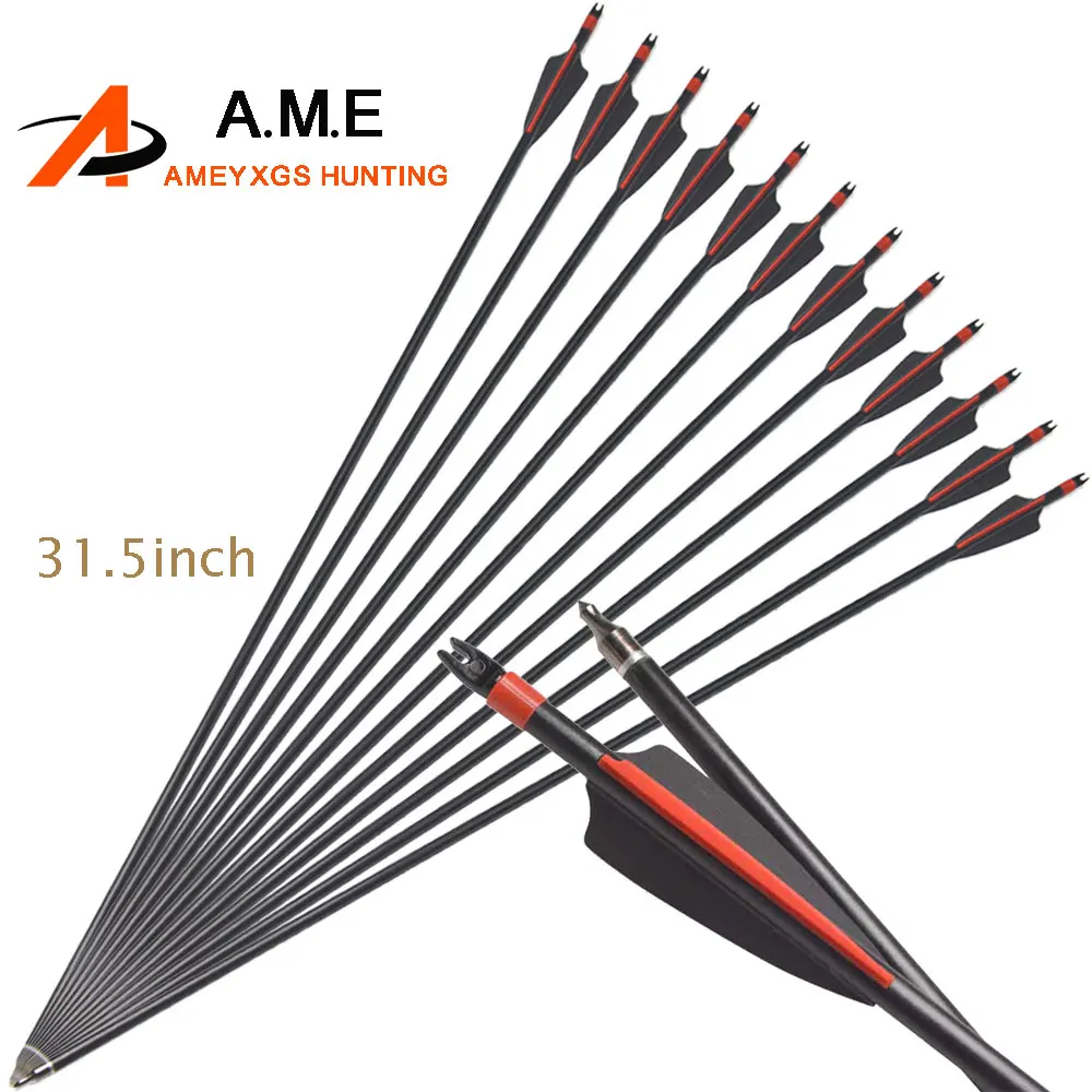 

10/20pcs 31.5 Inch Archery Fiberglass Arrow Flecha Steel Black Plastic Feather Recurve Bow Hunting Camping Shooting Arrowheat