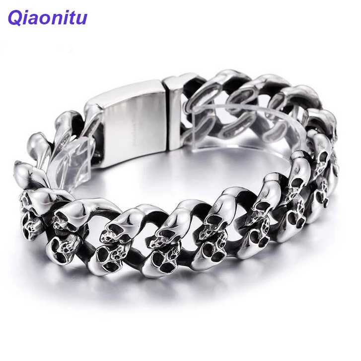 Мужской браслет цепочка из нержавеющей стали 19 мм 18 5 21 см|bangle jewelry|head braceletskull head