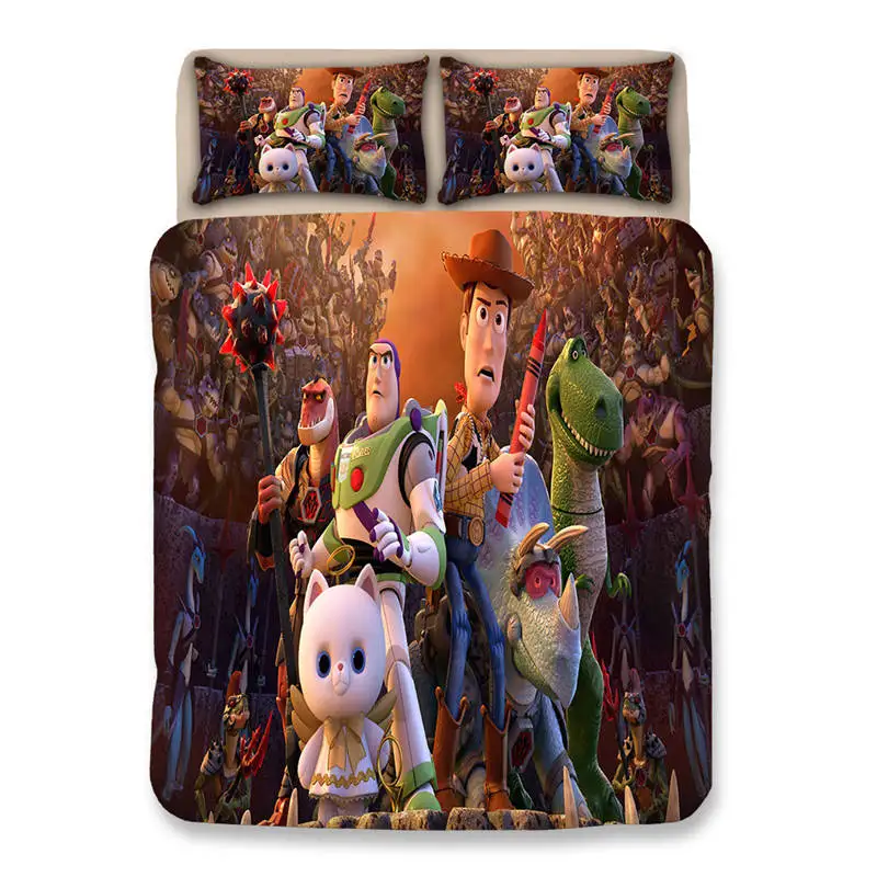 Набор постельного белья disney Toy Story, двойной размер, пододеяльник, набор для детей, домашний декор, постельное белье king queen, Комплект постельного белья из 3 предметов для мальчиков