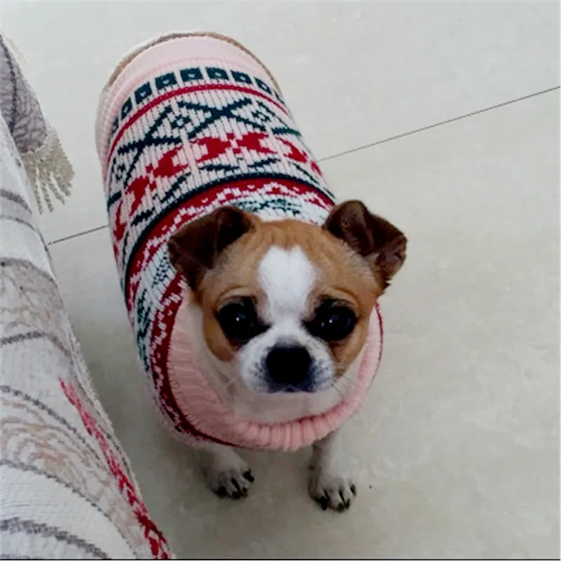 Cute Dog Cat Clothes Small Pet Sweater X-mas Snowflake Clothing Warm Puppy Coat Jacket Knitted Product For Yorkshire Terrier | Дом и сад