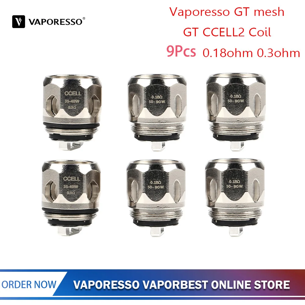 9 шт. оригинальная Vaporesso GT mesh CCELL2 катушка 0.18ohm 0.3ohm электронные сигареты аксессуары