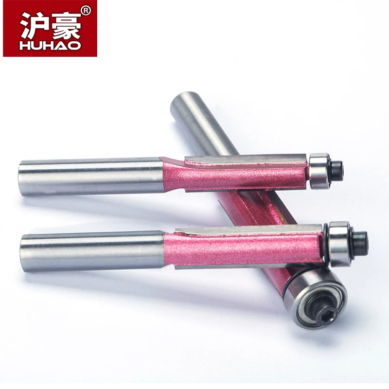 HUHAO 1pc 8mm Shank Woodworking Engrave With Bearing Trimming Milling Cutters For Wood Professional Grade Flush Trim Router Bits