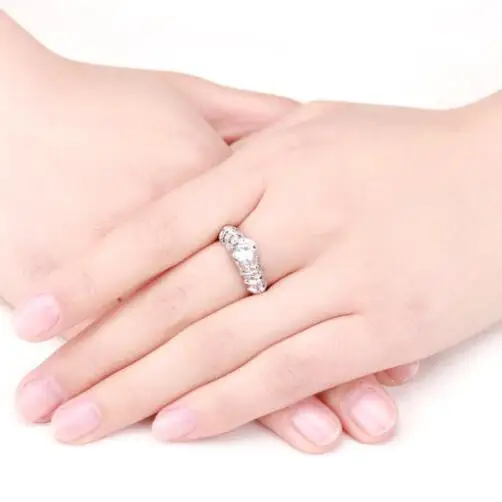 Мода AAA CZ Белый Обручальное Кольцо Старинные Подарки для Женщин Стиль Ювелирные