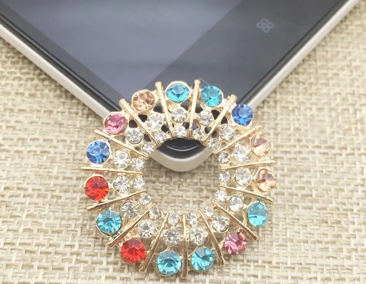 20 шт 33 мм разноцветный кристалл кольцо бусины кнопка для скрапбукинга ремесло DIY