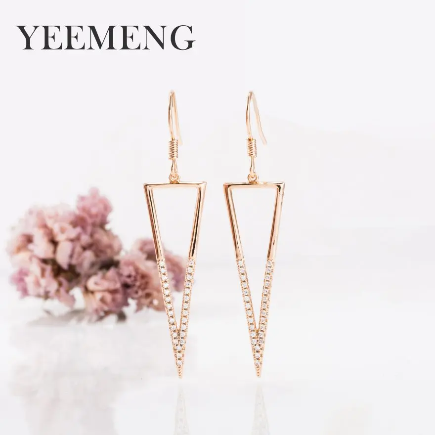 

YEEMENG Gold Silver Color Geometric Triangle Dangle Earrings Pierced Drop Earrings Zircon Simple Earrings Minimalist Jewelry
