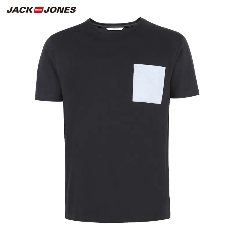 JackJones Мужская хлопковая футболка с контрастными Соединенными карманами