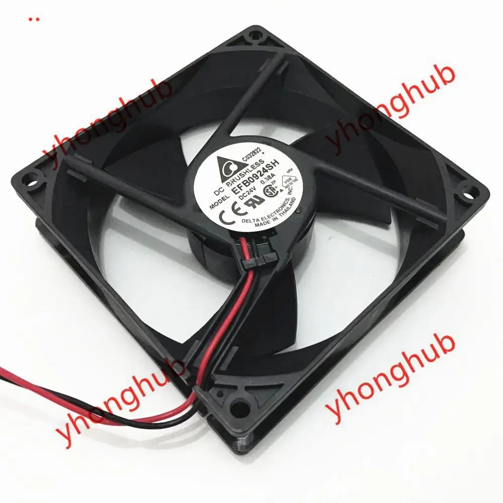 Двухпроводной охлаждающий вентилятор для сервера Delta Electronics EFB0924SH, постоянный ток 24 В, 0,38 А, 92x92x25 мм