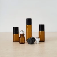 50pcslot 1ml 2ml 3ml 5ml amber roll on perfume bottle essential oil rollon bottle small glass roller container
